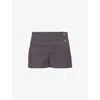 Peachy Den Womens Graphite Edie Slim-fit Cotton Shorts In Gray