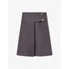 Peachy Den Womens Graphite Edie Wrap Cotton Midi Skirt Xs