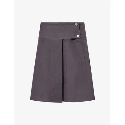 Peachy Den Womens Graphite Edie Wrap Cotton Midi Skirt Xs