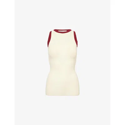 Peachy Den Womens  Elise Semi-sheer Woven Top In Vanilla