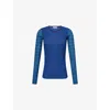 Peachy Den Womens Navy Stripe Elise Striped Knitted Top In Blue