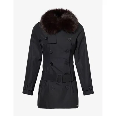 Peachy Den Womens  Henri Woven Mini Trench Coat In Black