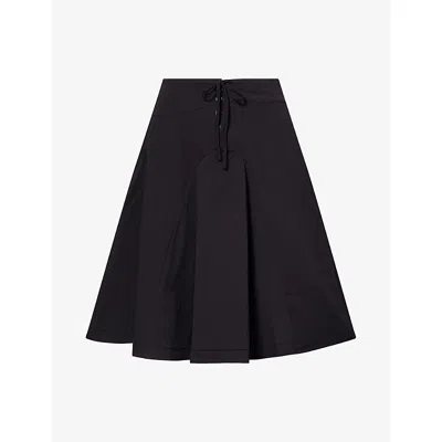 Peachy Den Womens Black Missy Flared Cotton Midi Skirt