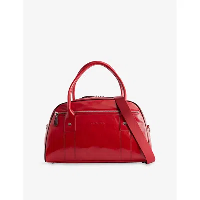 Peachy Den Womens The Chai Faux-leather Top-handle Bowler Bag Tomato