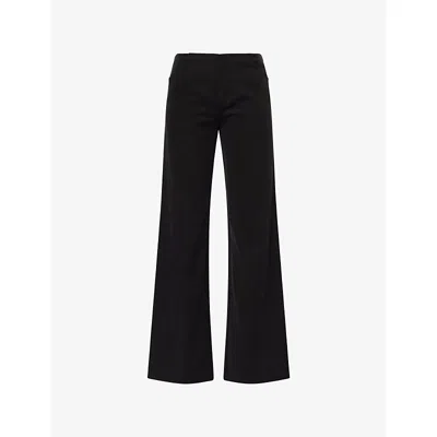 Peachy Den Womens Onyx Twiggy Travel Straight-leg Stretch-woven Trousers In Black
