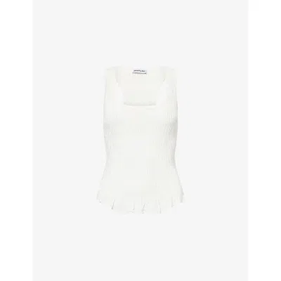 Peachy Den Womens  Deba Shirred Cotton-blend Tank Top In White