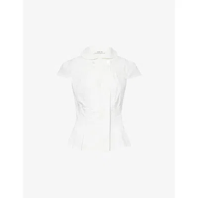 Peachy Den Womens Porcelain Missy Fitted Cotton-blend Blouse In White