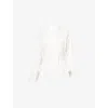 Peachy Den Womens Porcelain Missy Long-sleeves Stretch-cotton Blouse Xl In White