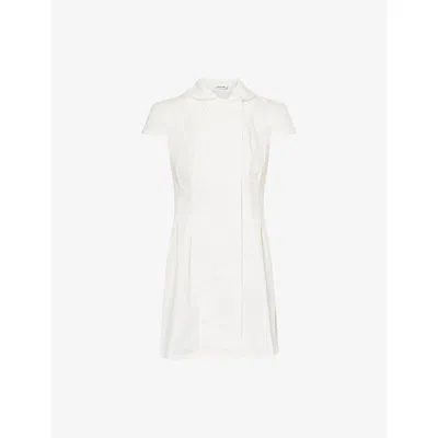 Peachy Den Womens Missy Pleated Stretch-cotton Mini Dress Porcelain Xl