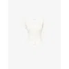 Peachy Den Womens Renee Square-neck Cotton-poplin Top Porcelain In Porcelain