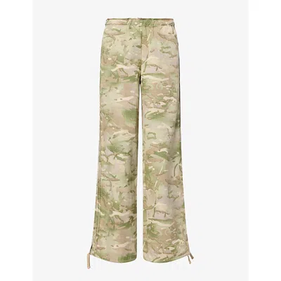 Peachy Den Womens Renee Wide-leg Cotton-blend Trousers Meadow Xs