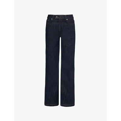 Peachy Den Womens Rinse Gigi Contrast-stitch Slim-leg Low-rise Denim Jeans