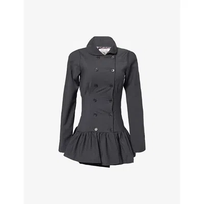 Peachy Den Womens Flint Romy Double-breasted Woven Mini Dress In Black