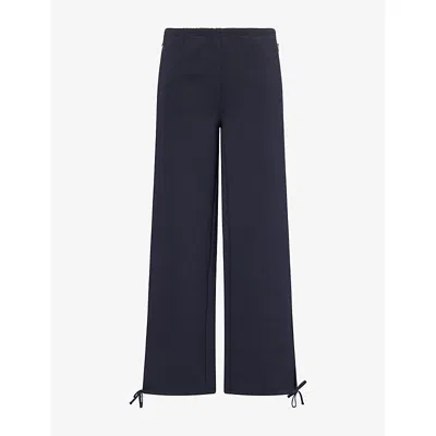 Peachy Den Womens Roxie Elasticated-waist Woven Trousers Dark Navy