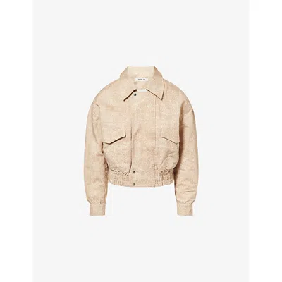 Peachy Den Womens Sand Snake Cicely Flight Snake-print Cotton Jacket In Neutral