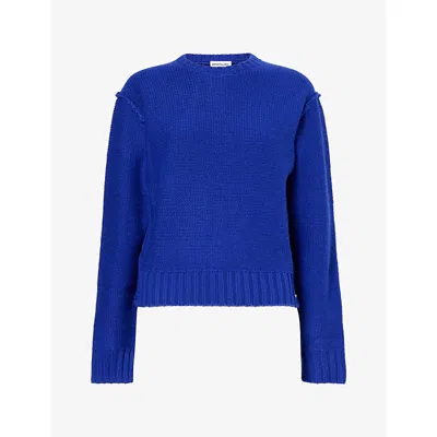 Peachy Den Womens Sienna Exposed-seam Knitted Jumper Cobalt