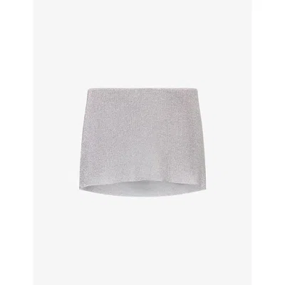 Peachy Den Womens The Amelia Metallic Woven Skort Silver