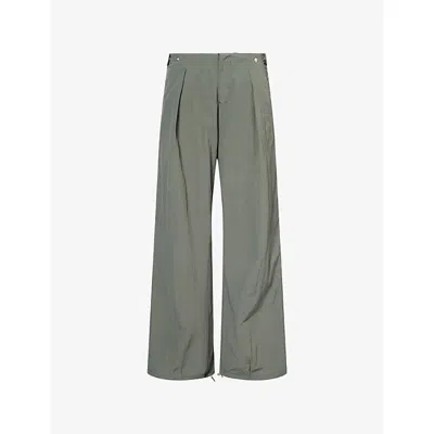 Peachy Den Womens Slate Green Lola Wide-leg Low-rise Woven Trousers Xs