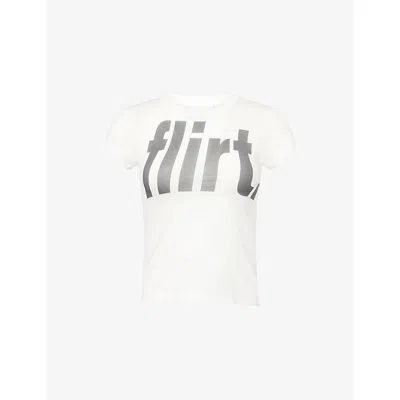 Peachy Den Womens The Amelia Flirt Cotton-jersey T-shirt White