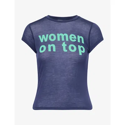 Peachy Den Womens Women On Top Stretch-cotton T-shirt Sprite