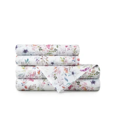 Peacock Alley Chloe Floral Percale Sheet Set In White,green,blue,pink,purple