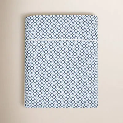 Peacock Alley Emma 300 Thread Count Geometric 100% Cotton Flat Sheet In Blue