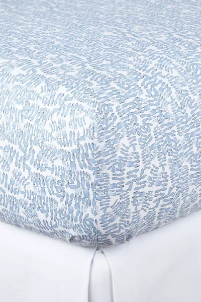 Peacock Alley Fern Percale Fitted Sheet In Blue