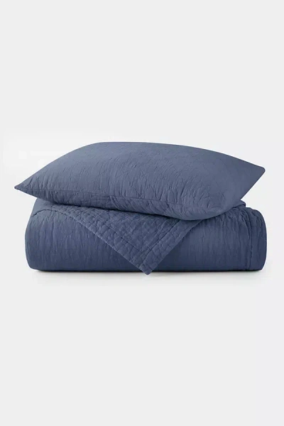 Peacock Alley Heritage Stonewashed Linen Quilt In Blue