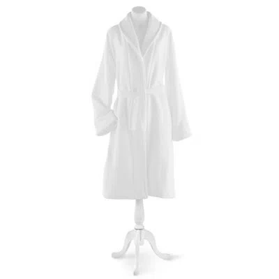 Peacock Alley Spa 100% Cotton Terry Cloth Girl/woman+ Mid-calf Bathrobe With Pockets In White