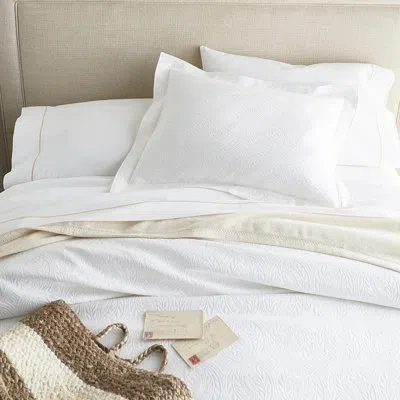 Peacock Alley Vienna Floral Cotton Coverlet In White