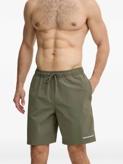 Peak Performance Drawstring Logo-print Swim Shorts In Green