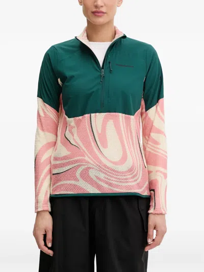 Peak Performance Freelight Aop Abstract-print Panelled Sweatshirt In Green