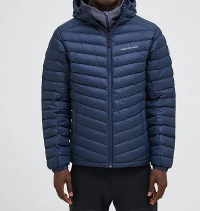 Peak Performance Frost Down Hood Jacket In Blue Shaddow