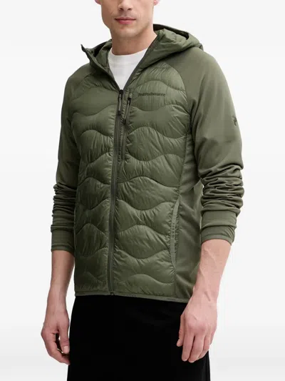 Peak Performance Helium Down Quilted Hooded Jacket In Green