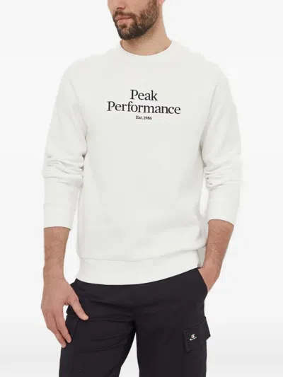 Peak Performance Logo Crew-neck Sweatshirt In White