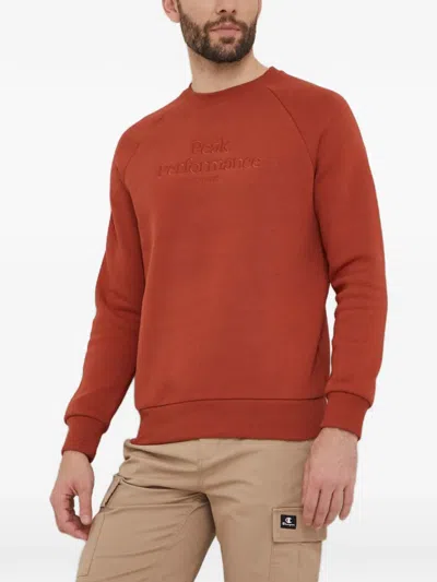 Peak Performance Logo-embroidered Sweatshirt In Orange