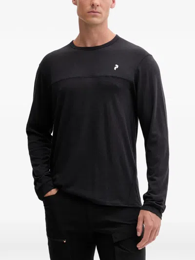 Peak Performance Logo Round-neck Sweater In Black