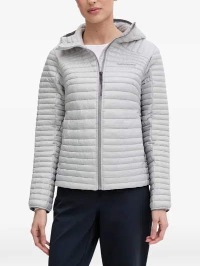 Peak Performance Monolight Quilted Hooded Jacket In Gray