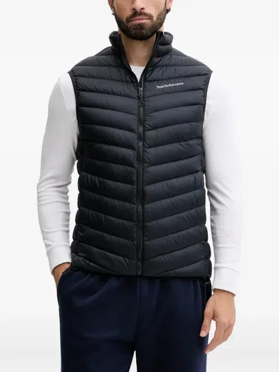 Peak Performance Quilted Zip Gilet In Black