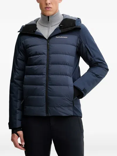 Peak Performance Shred Quilted Hooded Skiwear In Blue