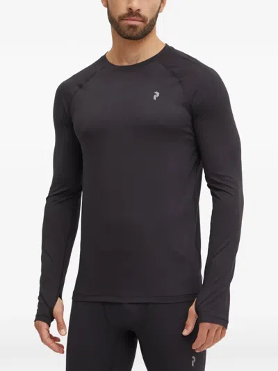 Peak Performance Spirit Crew Baselayer-t-shirt Mit Raglanärmeln In Black