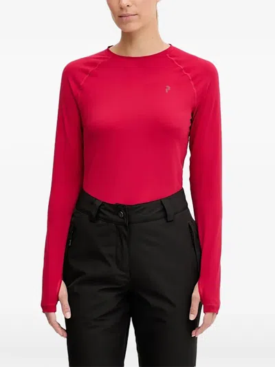 Peak Performance Thumbhole Crew-neck Top In Red