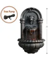 Peaktop Outdoor Royal Lion Head Wallfall Fountain With Led Light In Grey