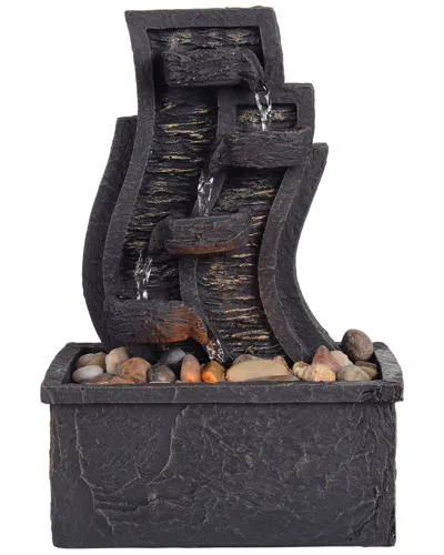 Peaktop Table Top Fountain With Led Light In Charcoal