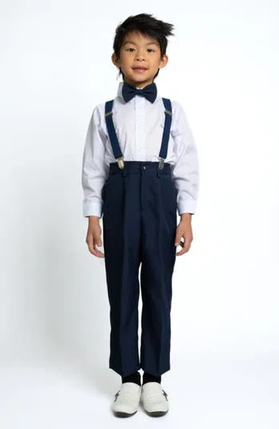 Peanut Butter Collection Kids' Barn Wedding 5-piece Suspenders Suit Set In Black