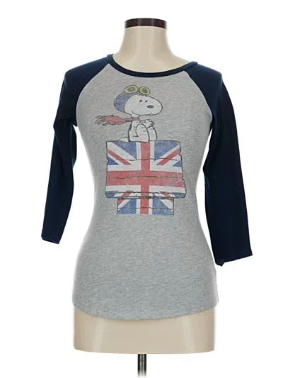 Pre-owned Peanuts 3/4 Sleeve T-shirt In Gray