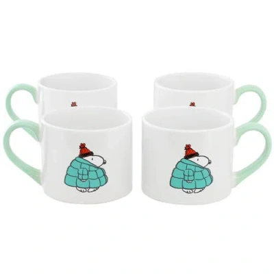 Peanuts 4 Piece 19 Ounce Stackable Stoneware Mug Set In White