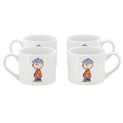 Peanuts 4 Piece 19 Ounce Stackable Stoneware Mug Set Light Blue