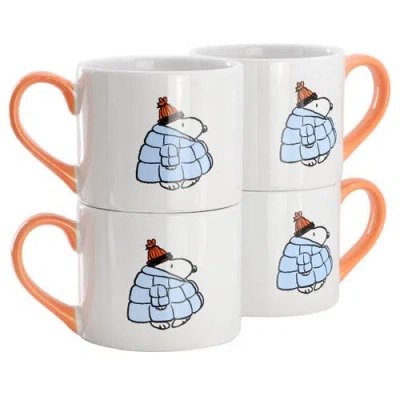 Peanuts 4 Piece 19 Ounce Stackable Stoneware Mug Set In Multi