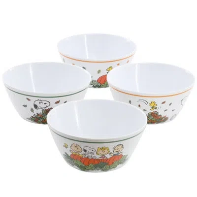 Peanuts 4 Piece Round Cereal Bowl Set In Assorted Designs In White